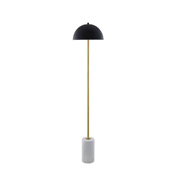 Modern Floor Lamp with Marble Base and Black Shade