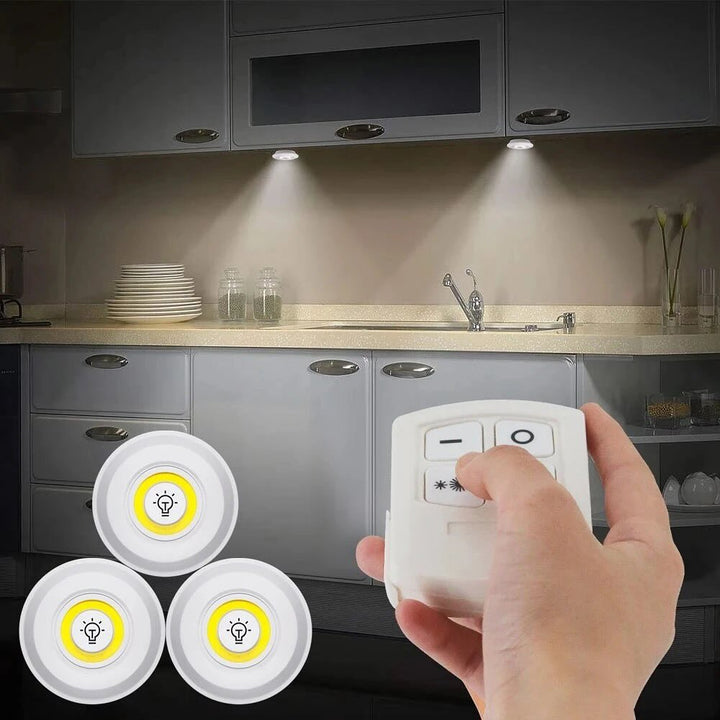 Set of 3  Spots with a remote battery Wireless Under Cabinet LED Lights