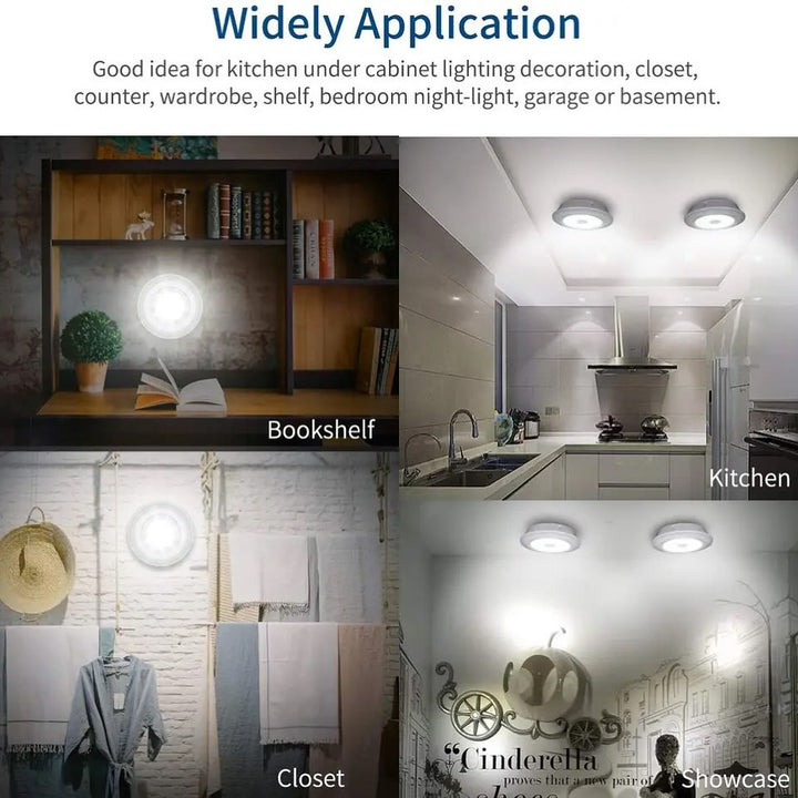 Set of 3  Spots with a remote battery Wireless Under Cabinet LED Lights