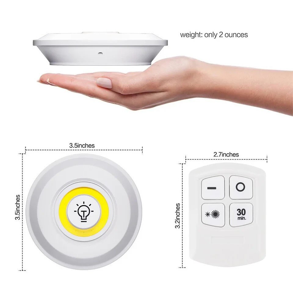 Set of 3  Spots with a remote battery Wireless Under Cabinet LED Lights