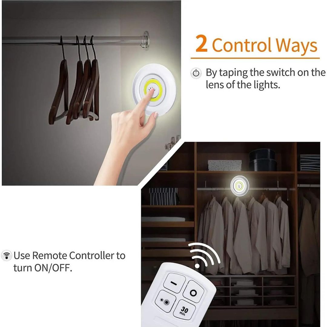 Set of 3  Spots with a remote battery Wireless Under Cabinet LED Lights