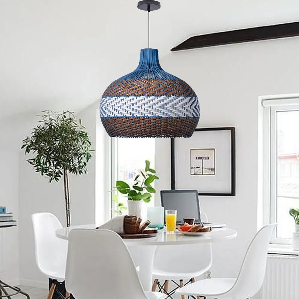 Dual Tone Rattan Pendant Light (Light Off)