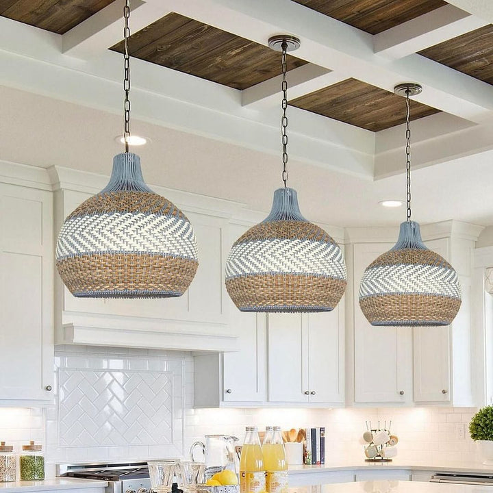 Dual Tone Rattan Pendant Light (Light Off)