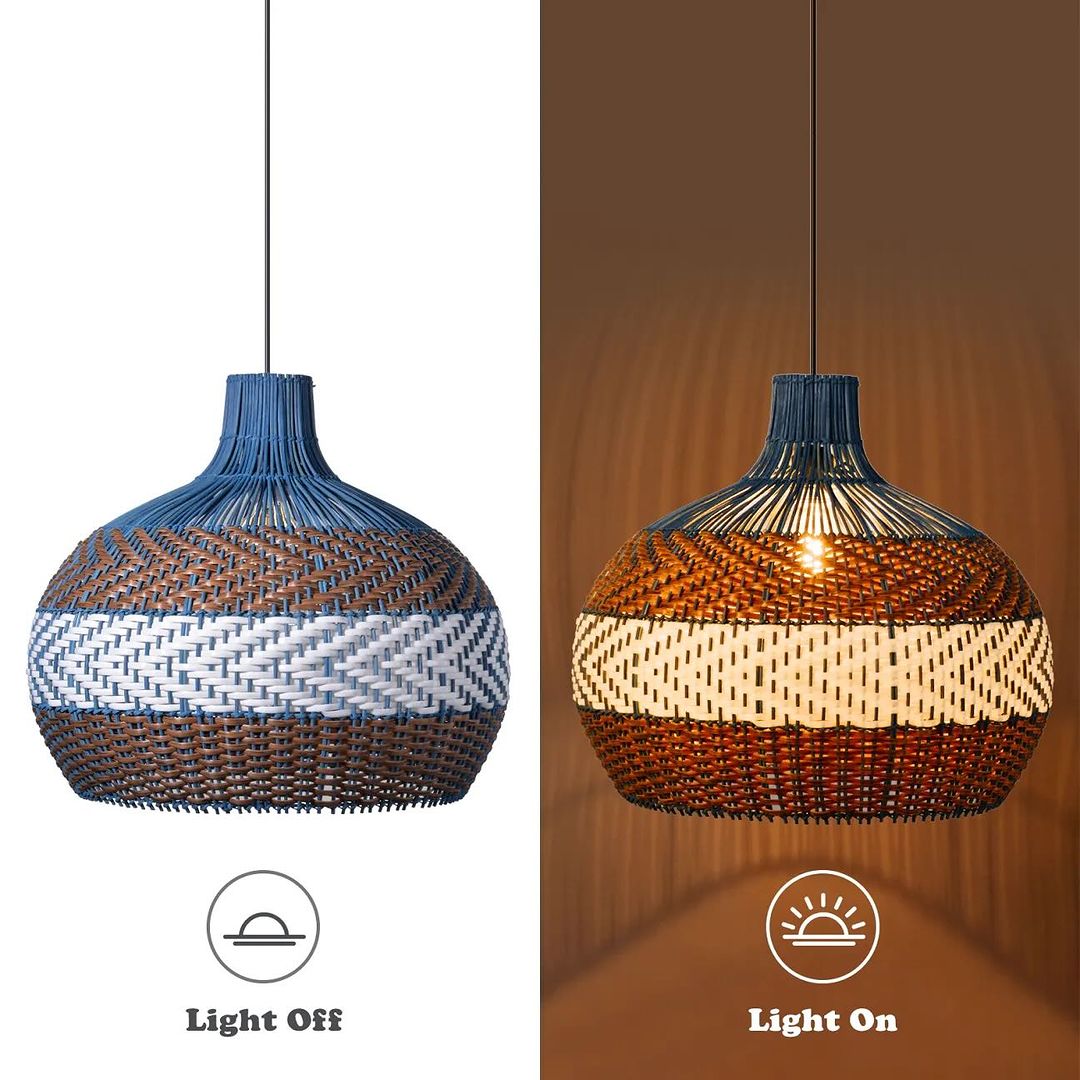 Dual Tone Rattan Pendant Light (Light Off)