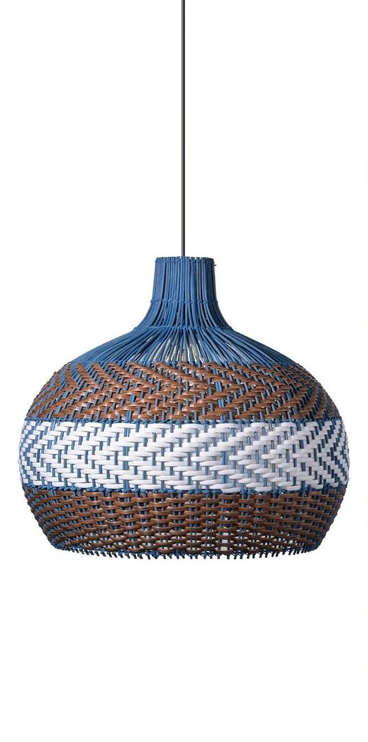 Dual Tone Rattan Pendant Light (Light Off)