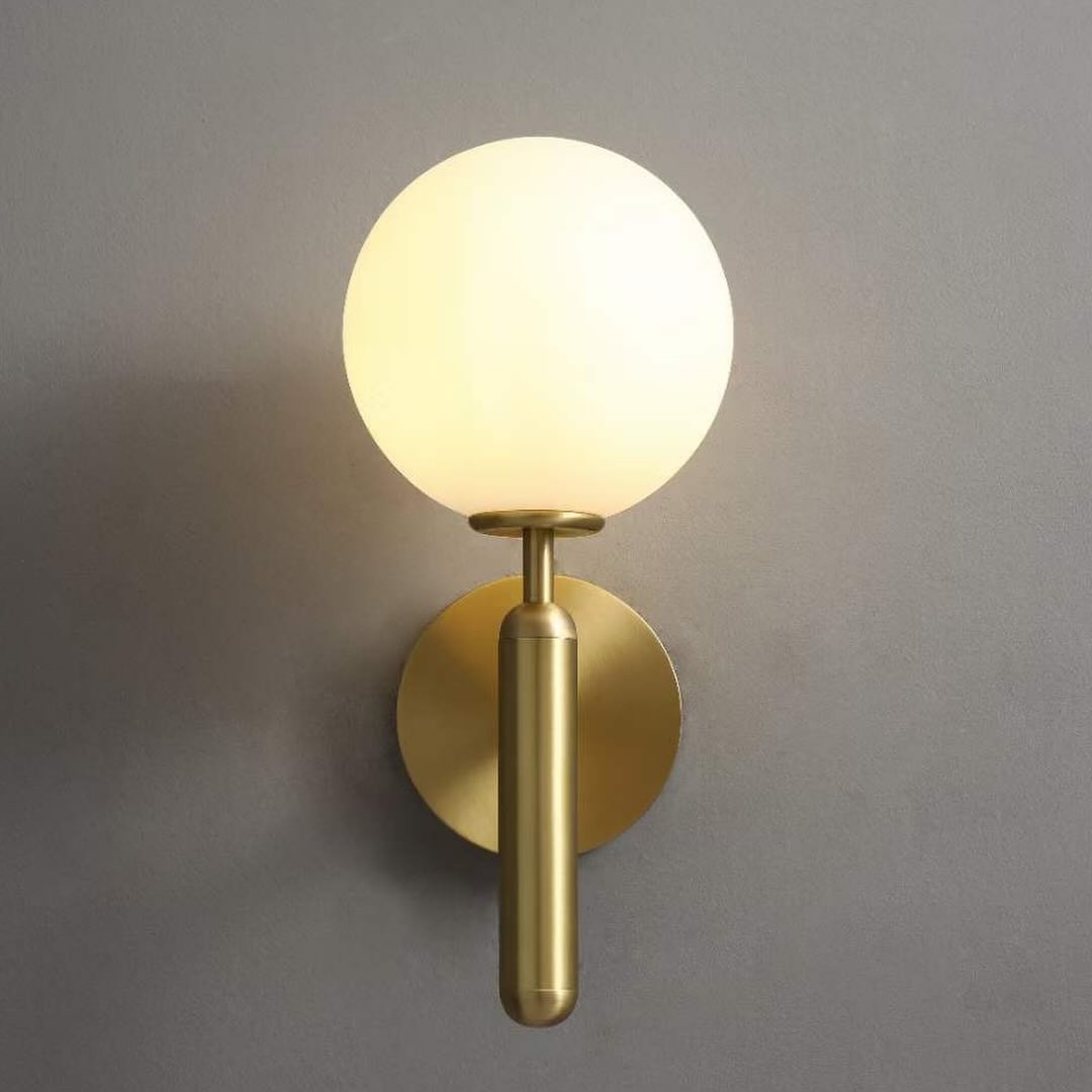 Modern Brass Wall Sconce with Globe Shade