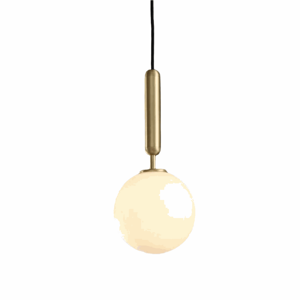 Modern Brass Pendant LightModern Brass Pendant Light with Globe ShadeIlluminate your space with this sophisticated modern pendant light. 
 Featuring a sleek brass finish and a round globe shade, it is perfect for creating a warm, inviPendant LightingWadi Home