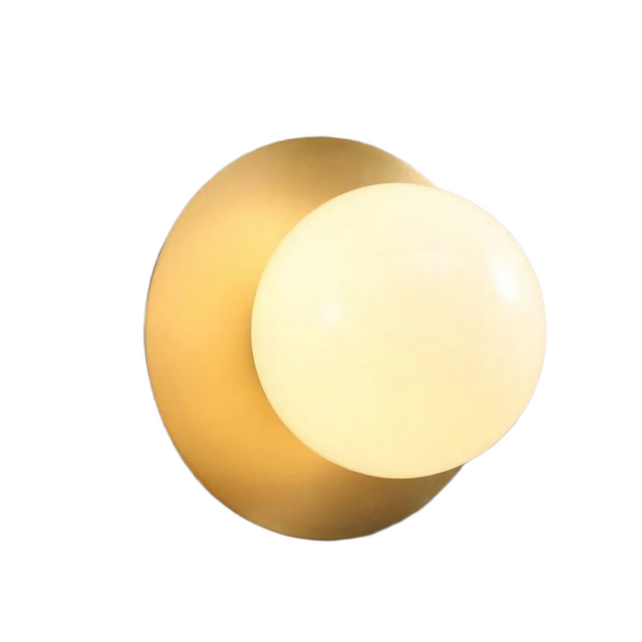 Modern Brass Wall Light with Circular Globe Shade