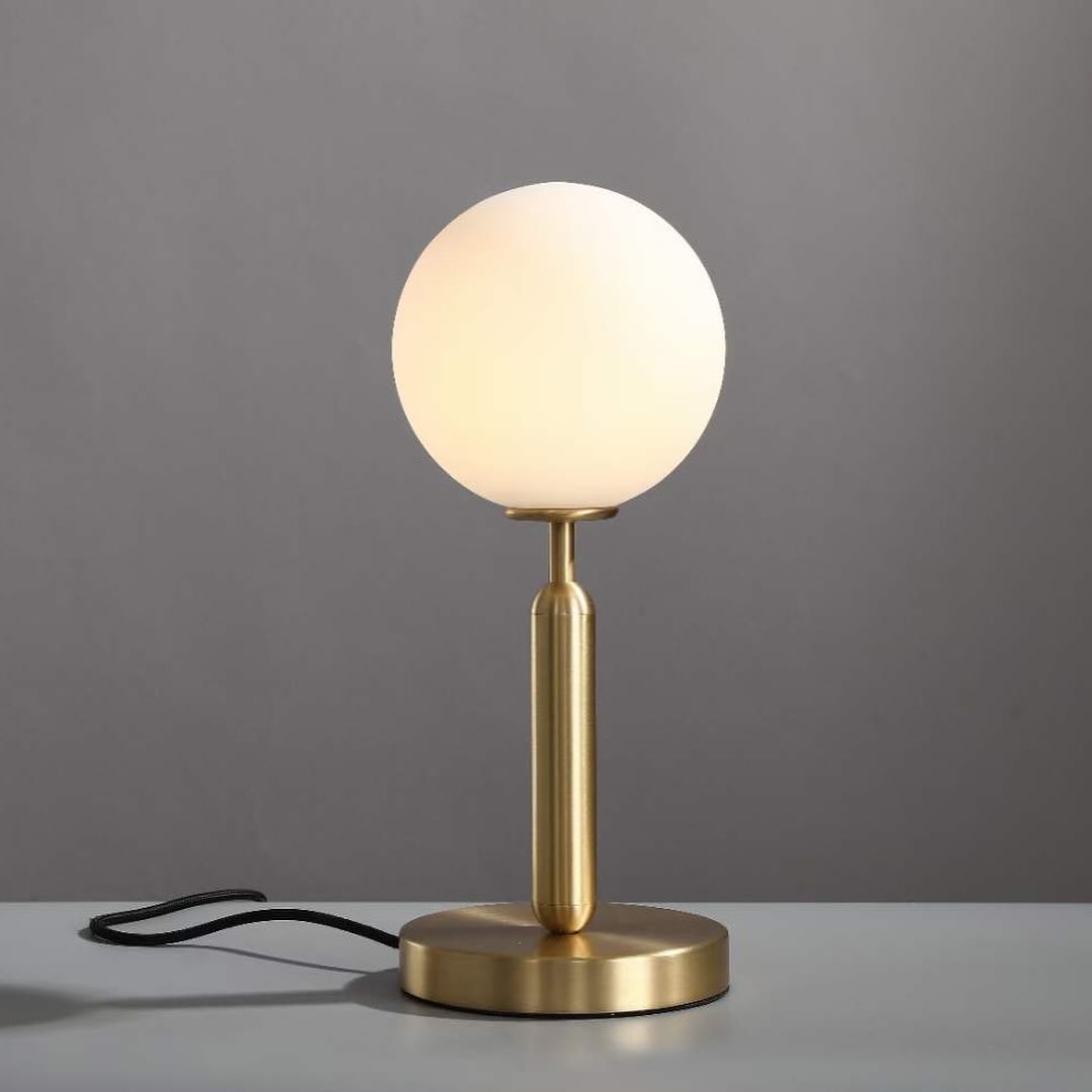 Modern Brass Table Lamp with Globe Shade