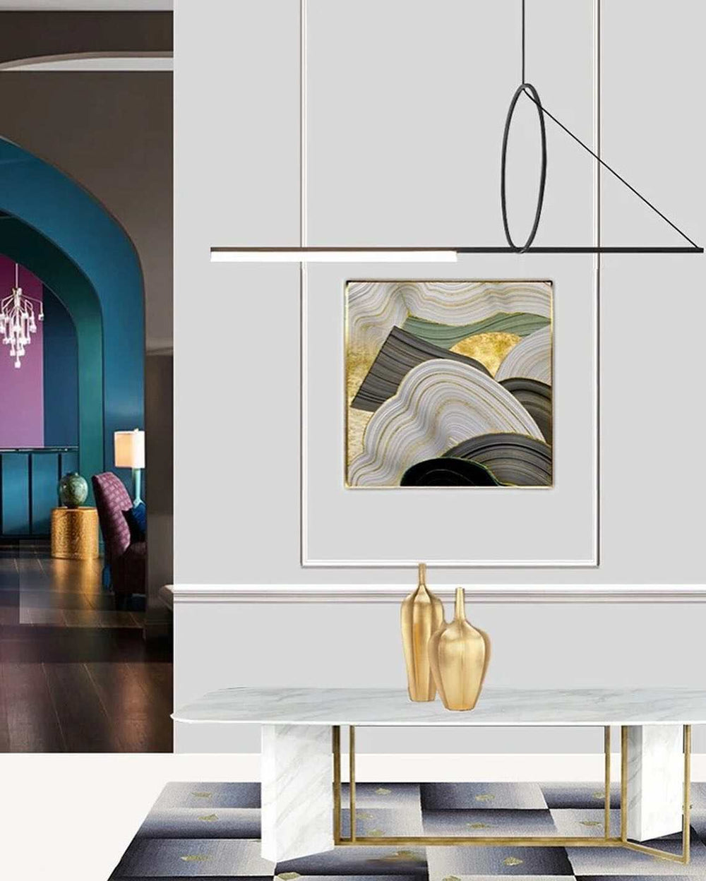Geometric Black Pendant LightGeometric Black Pendant LightA geometric black pendant light featuring a unique and artistic design.Pendant LightingWadi Home