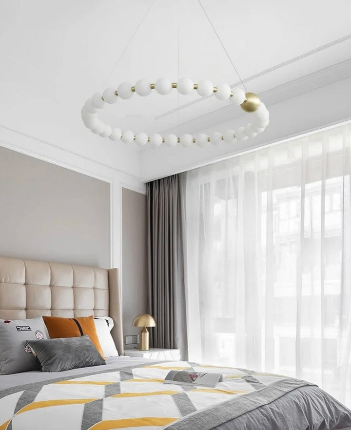 White Sphere Ring LED Chandelier