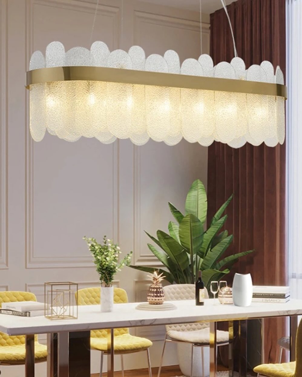 Modern Chandelier with Brass Finish