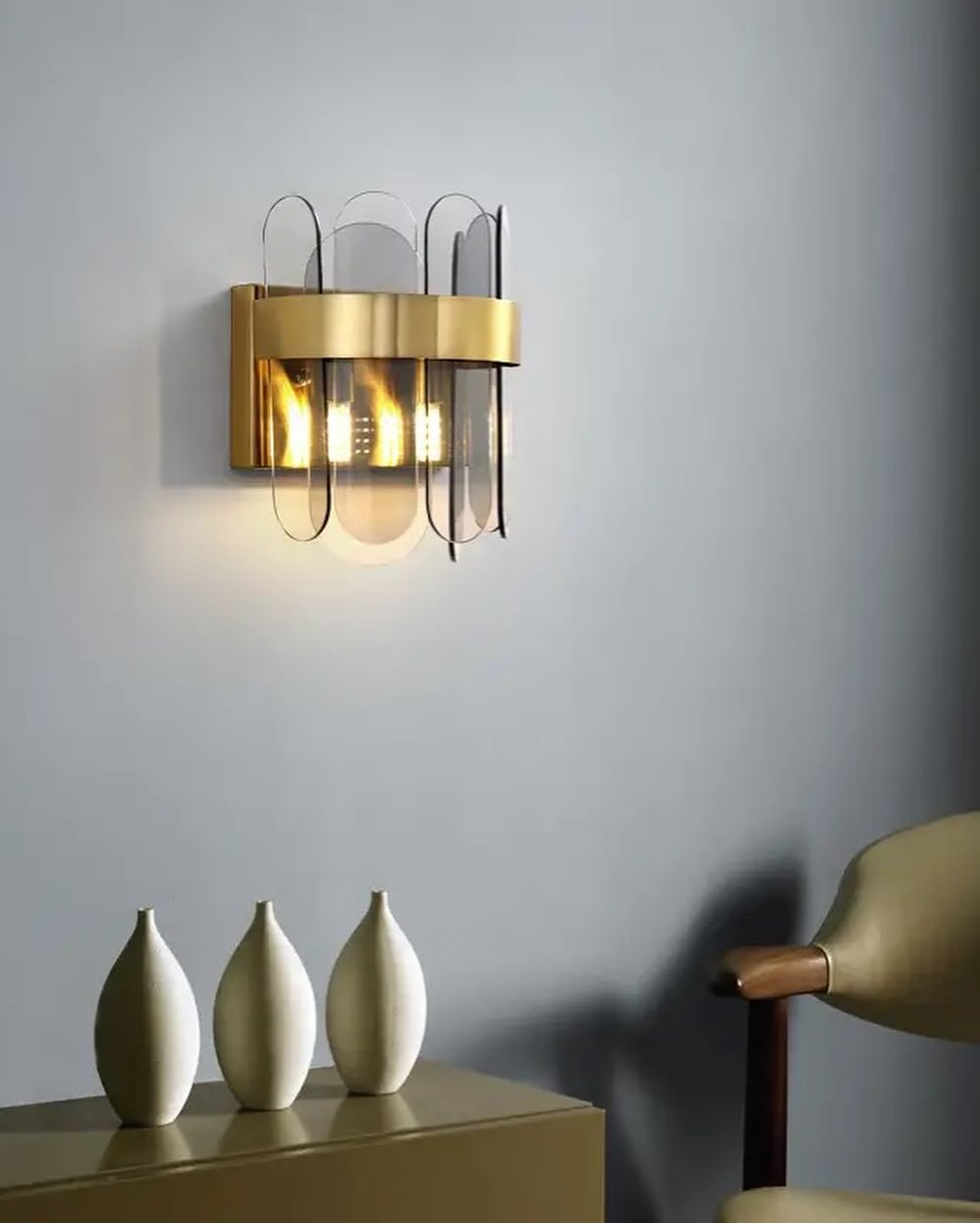 Modern Chandelier with Brass Finish