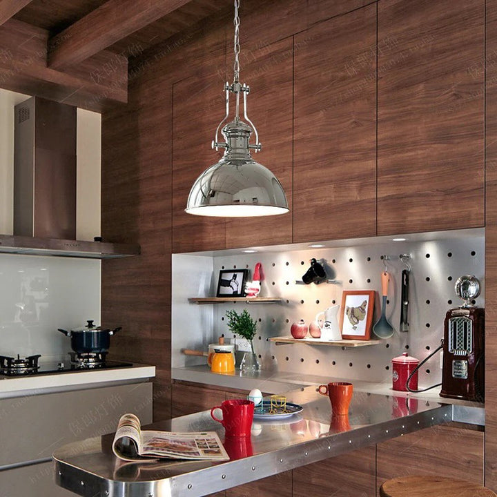 Industrial Silver Pendant Light