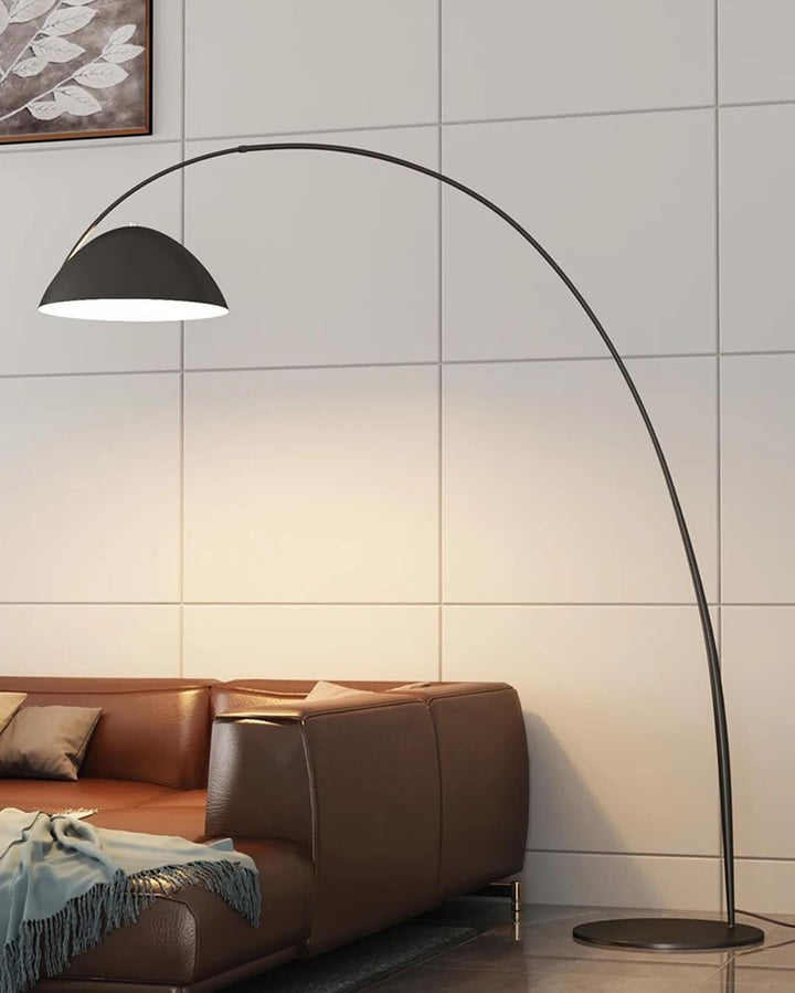 Modern Arched Floor Lamp with Minimalist Black Dome Shade