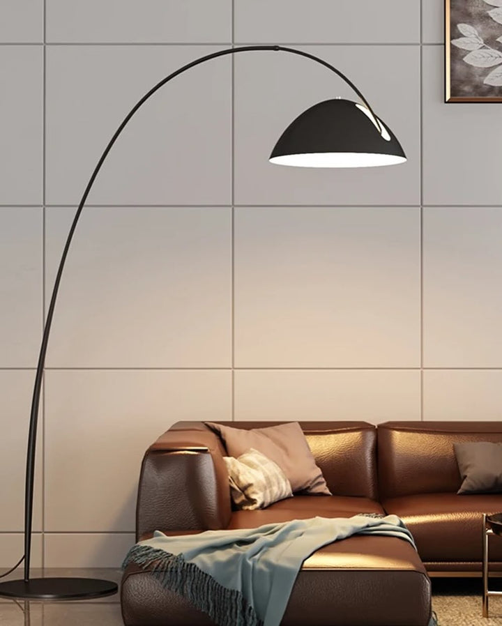 Modern Arched Floor Lamp with Minimalist Black Dome Shade