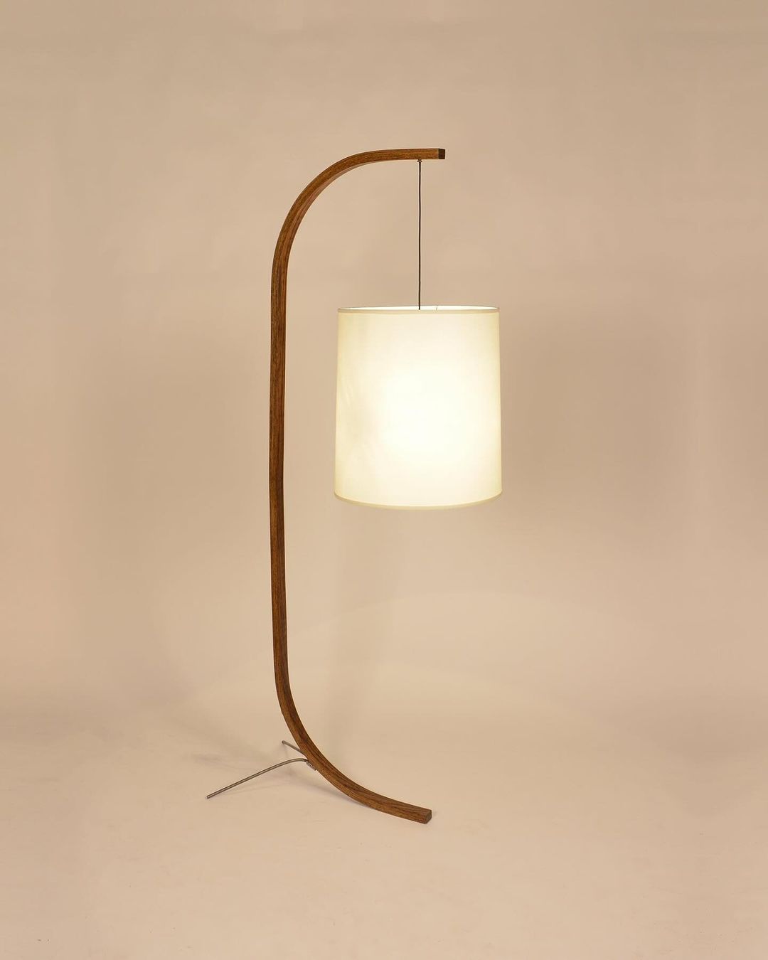 Curved Floor Lamp with Drum Shade