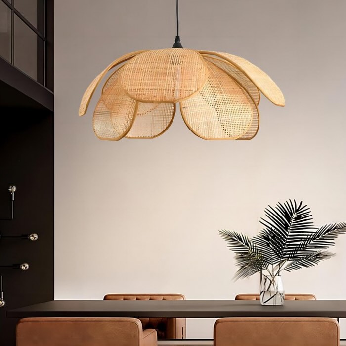 Dual Rattan Petal Pendant Lights