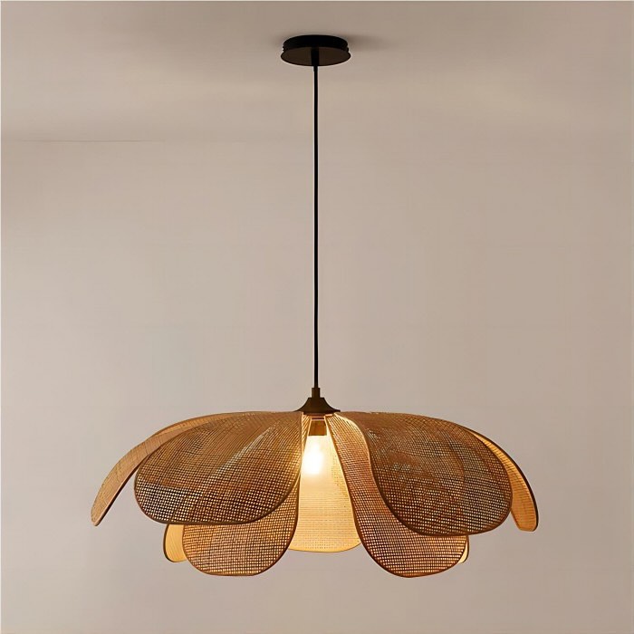 Dual Rattan Petal Pendant Lights