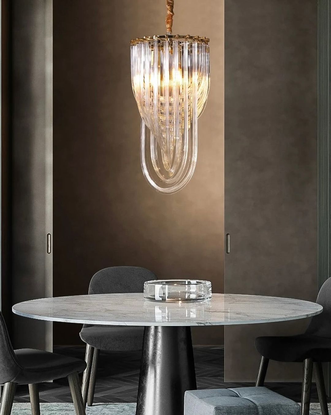 Elegant Glass Pendant Light with Gold Accent