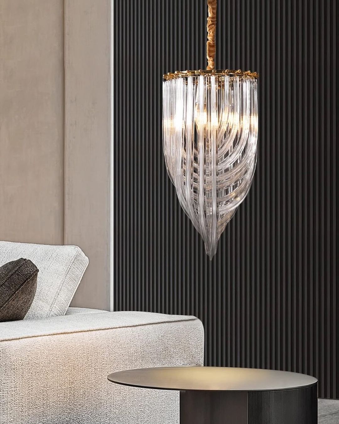 Elegant Glass Pendant Light with Gold Accent