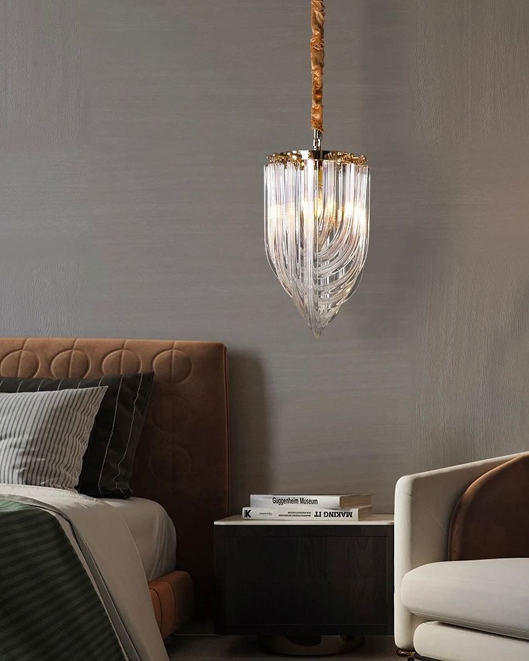 Elegant Glass Pendant Light with Gold Accent