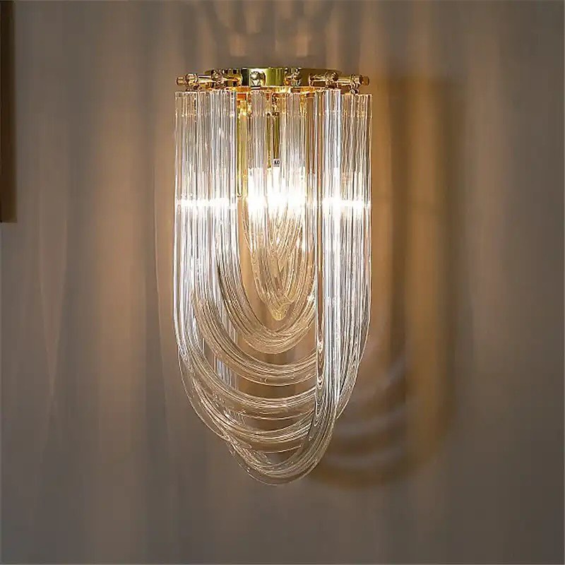 Modern Crystal Wall Sconce with Gold Finish