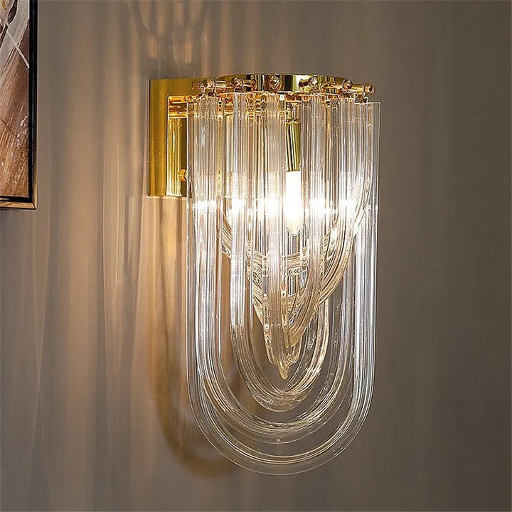 Modern Crystal Wall Sconce with Gold Finish