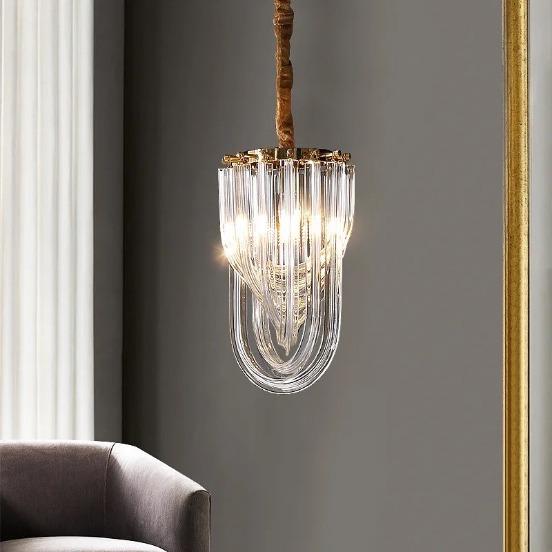 Elegant Glass Pendant Light with Gold Accent