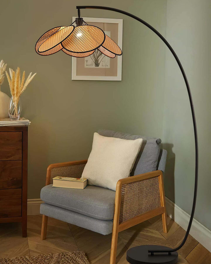 Adjustable Floor Lamp with Woven Shade