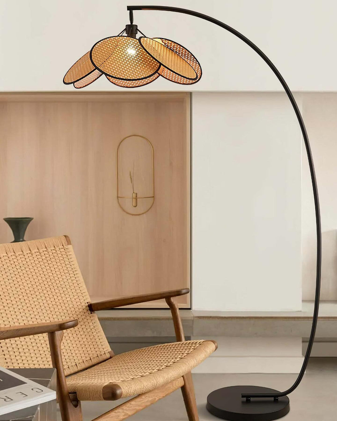 Adjustable Floor Lamp with Woven Shade