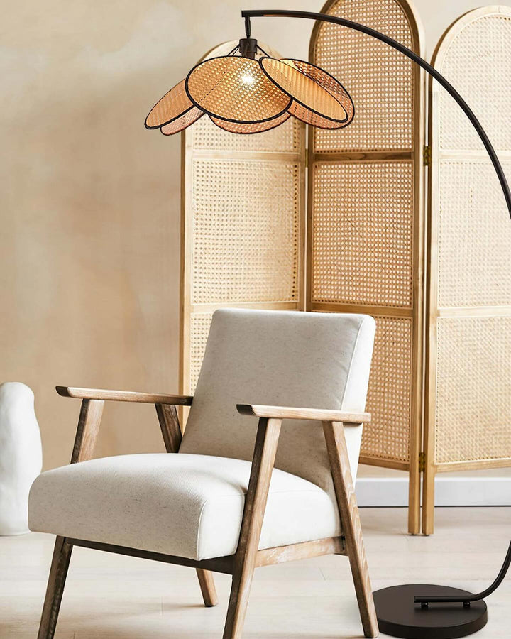 Adjustable Floor Lamp with Woven Shade