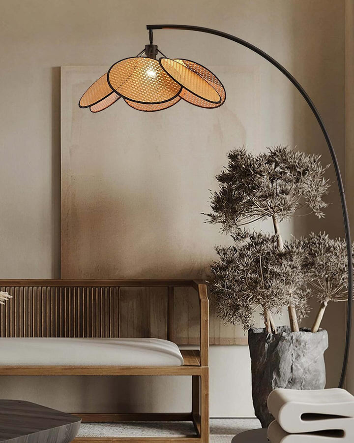 Adjustable Floor Lamp with Woven Shade