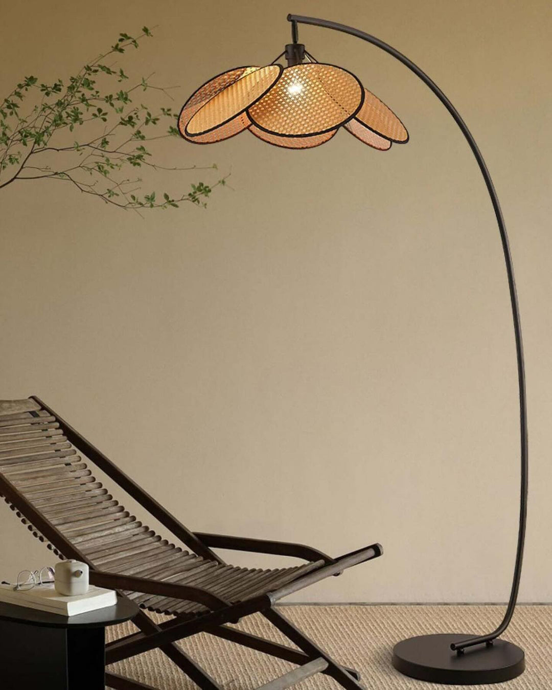 Adjustable Floor Lamp with Woven Shade