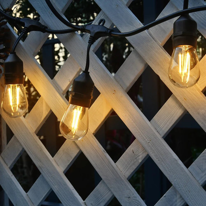 Vintage Outdoor String Lights -  10 Lamp Holders