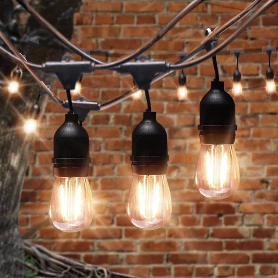 Vintage Outdoor String Lights -  10 Lamp Holders