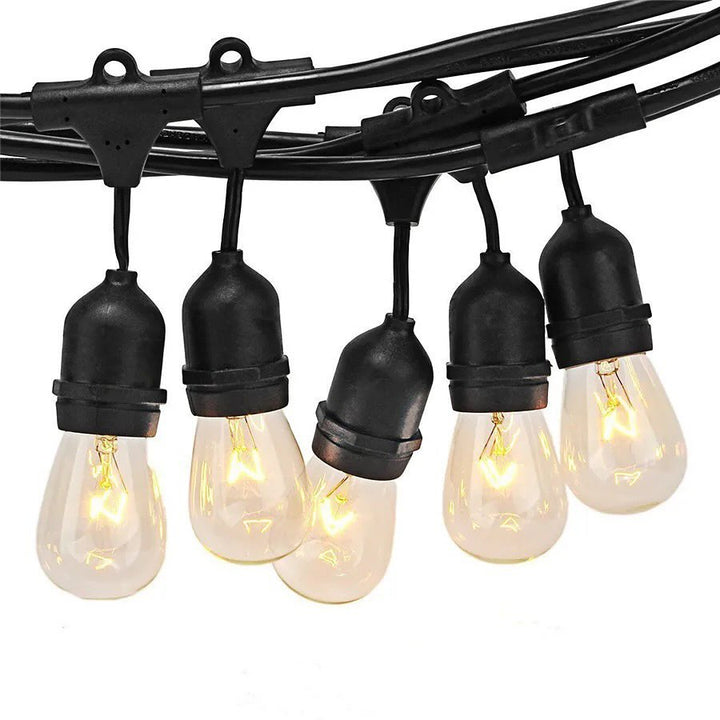 Vintage Outdoor String Lights -  10 Lamp Holders