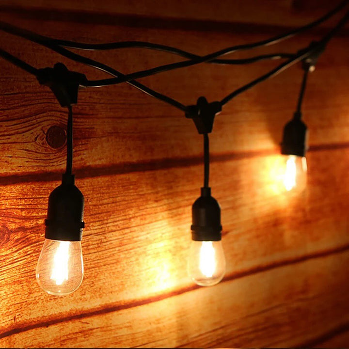 Vintage Outdoor String Lights -  10 Lamp Holders