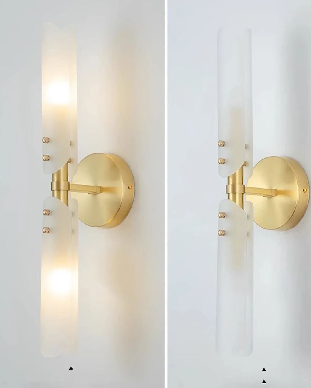 Modern Brass Wall Sconce with Frosted Glass Panels