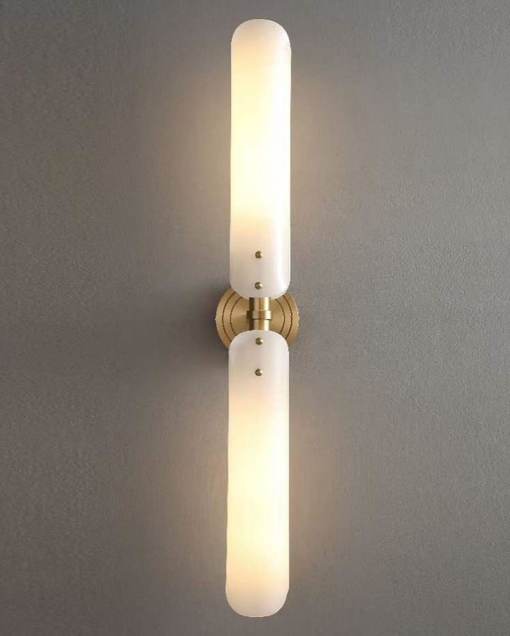 Modern Brass Wall Sconce with Frosted Glass Panels