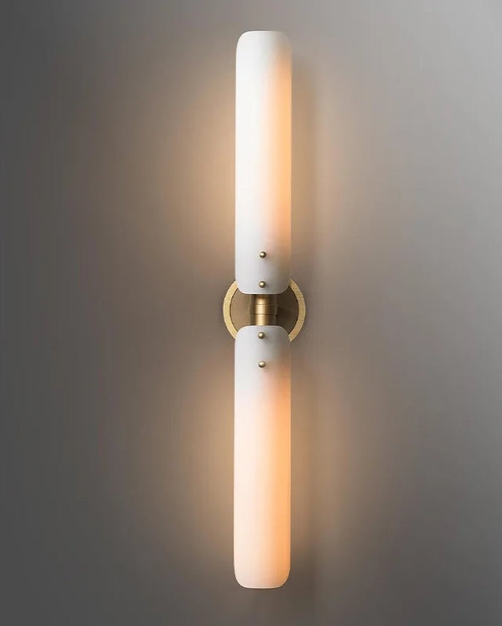 Modern Brass Wall Sconce with Frosted Glass Panels