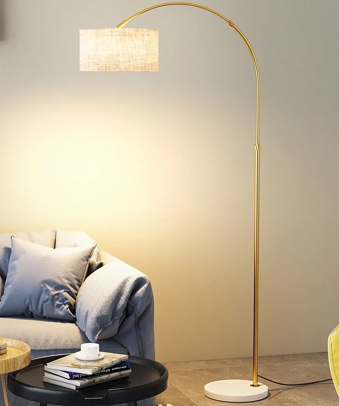 Brushed Gold Arc Floor Lamp