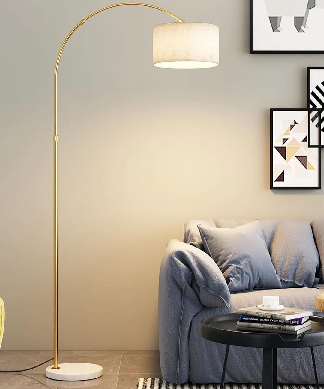 Brushed Gold Arc Floor Lamp