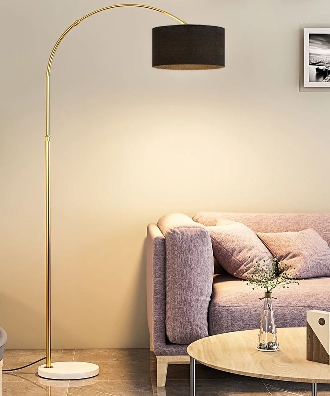 Brushed Gold Arc Floor Lamp