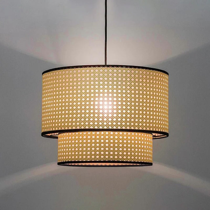 Double-Layer Rattan Pendant Light