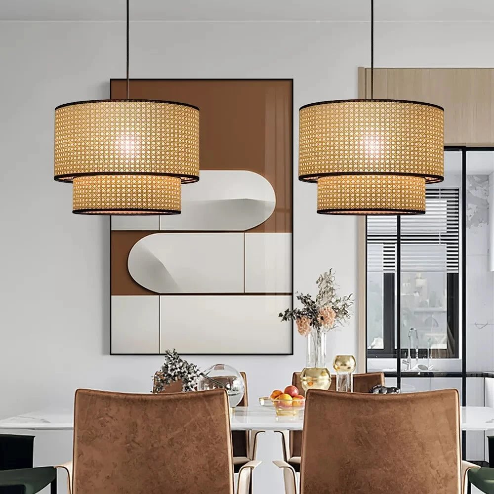 Double-Layer Rattan Pendant Light