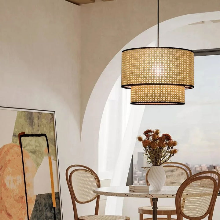 Double-Layer Rattan Pendant Light