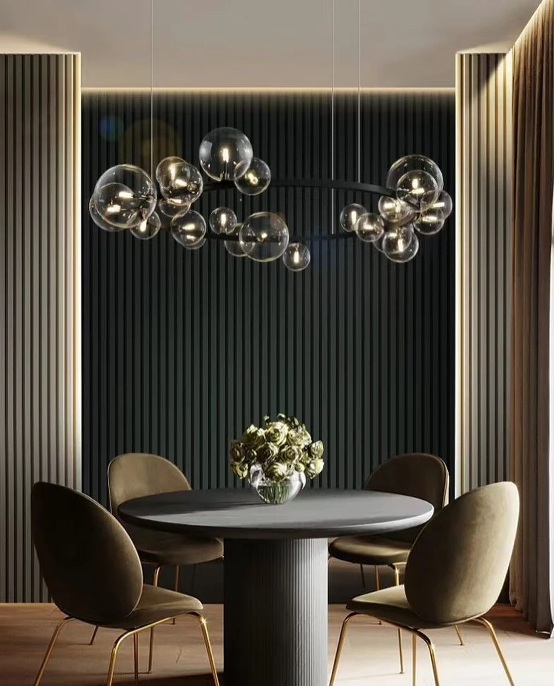 Double Spiral Glass Chandelier