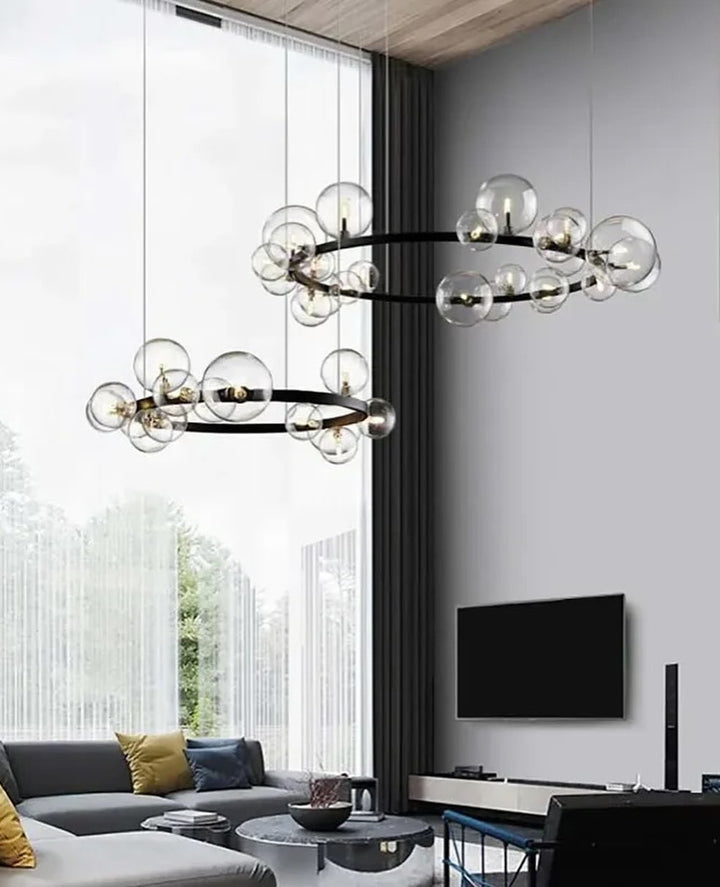Double Spiral Glass Chandelier