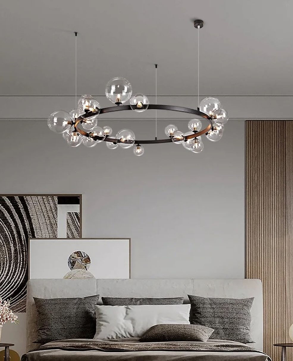 Double Spiral Glass Chandelier